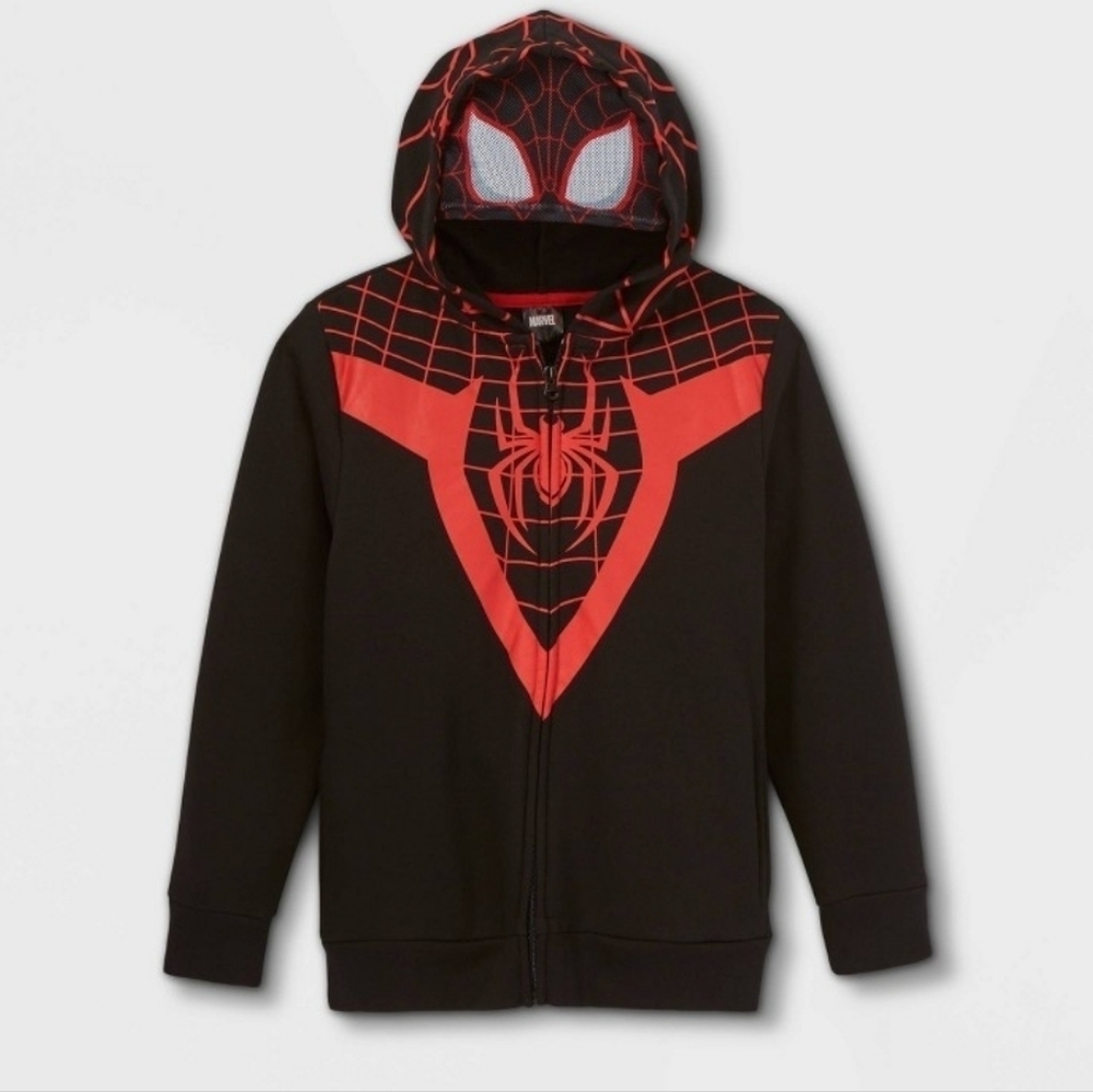 Marvel Spiderman mask black hoodie sweatshirt boys size medium